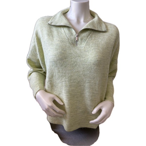 Vero Moda Womens Pullover Sweater 1/4 Zip Light Lime Green - XL - Picture 1 of 12